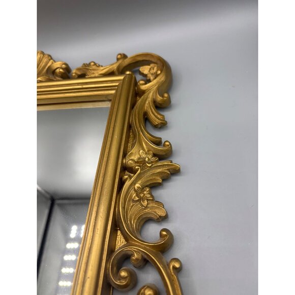 Vtg Homco Gold Ornate Wall Mirror & Shelf Hollywood Regency - Picture 3 of 7